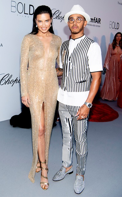 Adriana Lima, Lewis Hamilton, amfAR Gala Cannes 2018